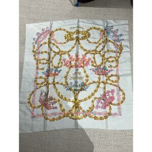 GORGEOUS HERMES “Le Sacre du Printemps” Silk Scarf ICE BLUE GREY SUPER MINT!!